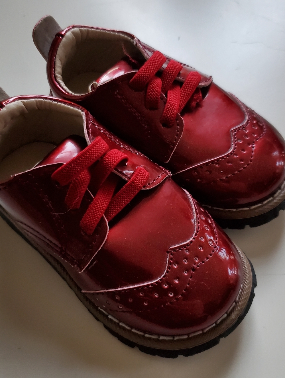 Kids Unisex Red Patent Leather Lace-Up Dress Shoes